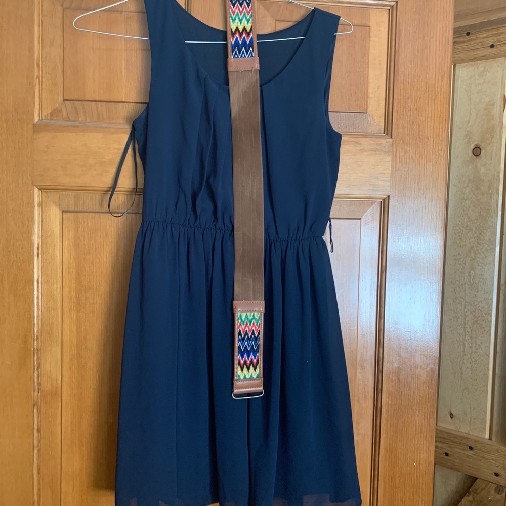 Blue dress with belt